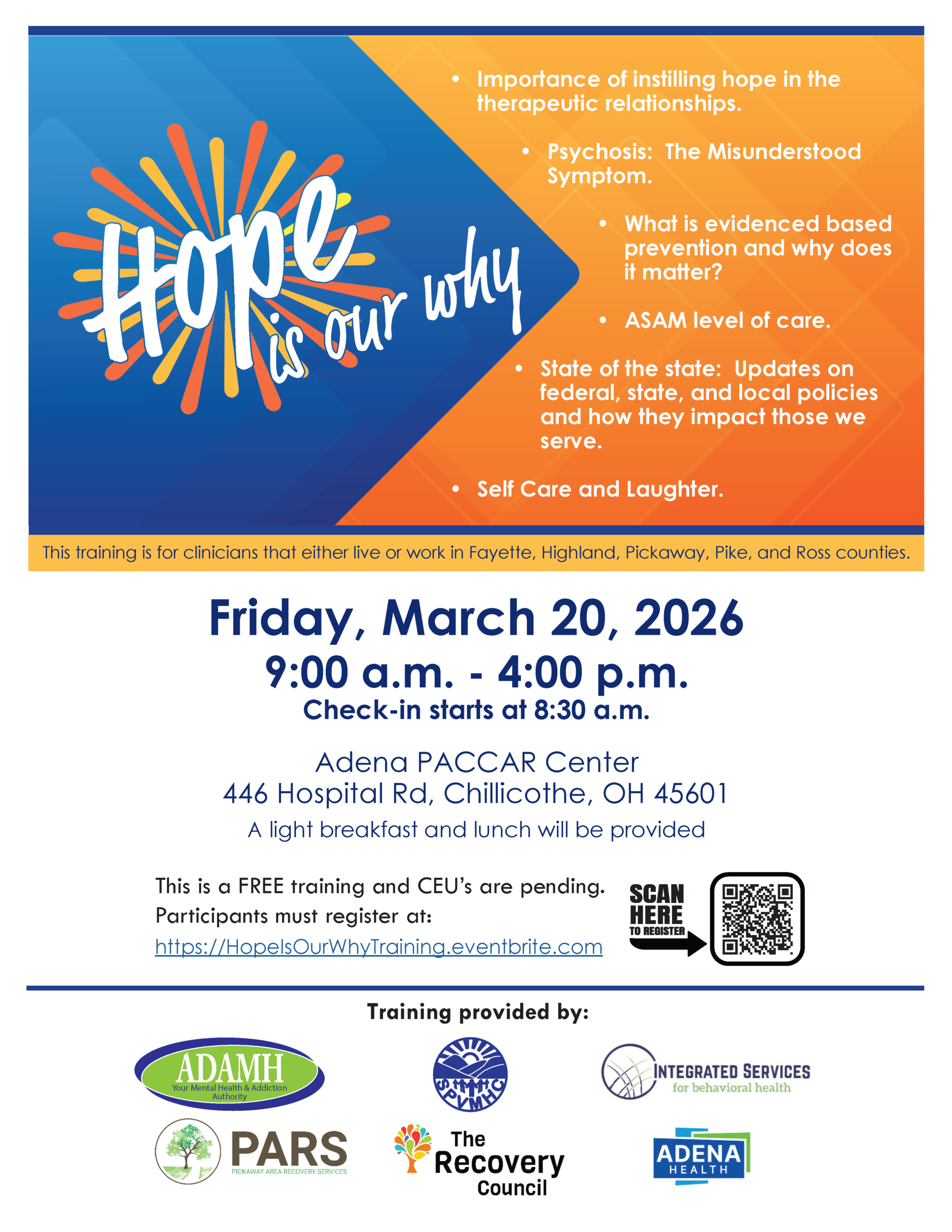 Hope is Our Why training 03202026 Flyer